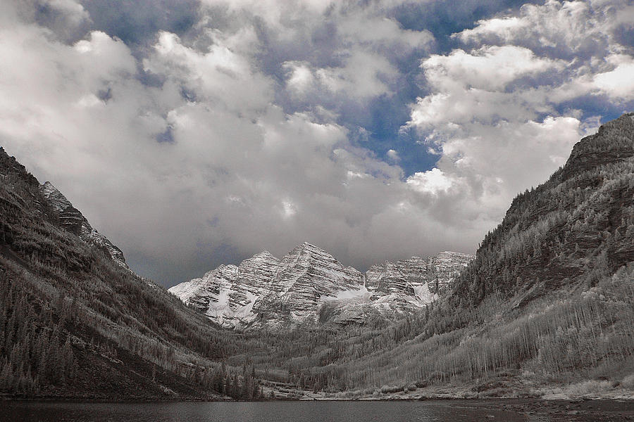 Maroon Bells in Infrared Photograph by Erika Fawcett