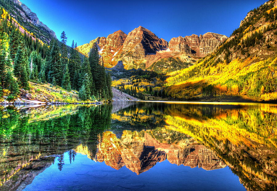 Maroon Bells Reflection Photograph by Bob Augsburg