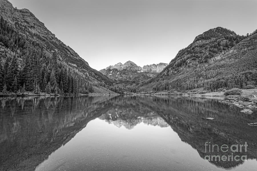 Mountain Photograph - Maroon Lake BW by Michael Ver Sprill