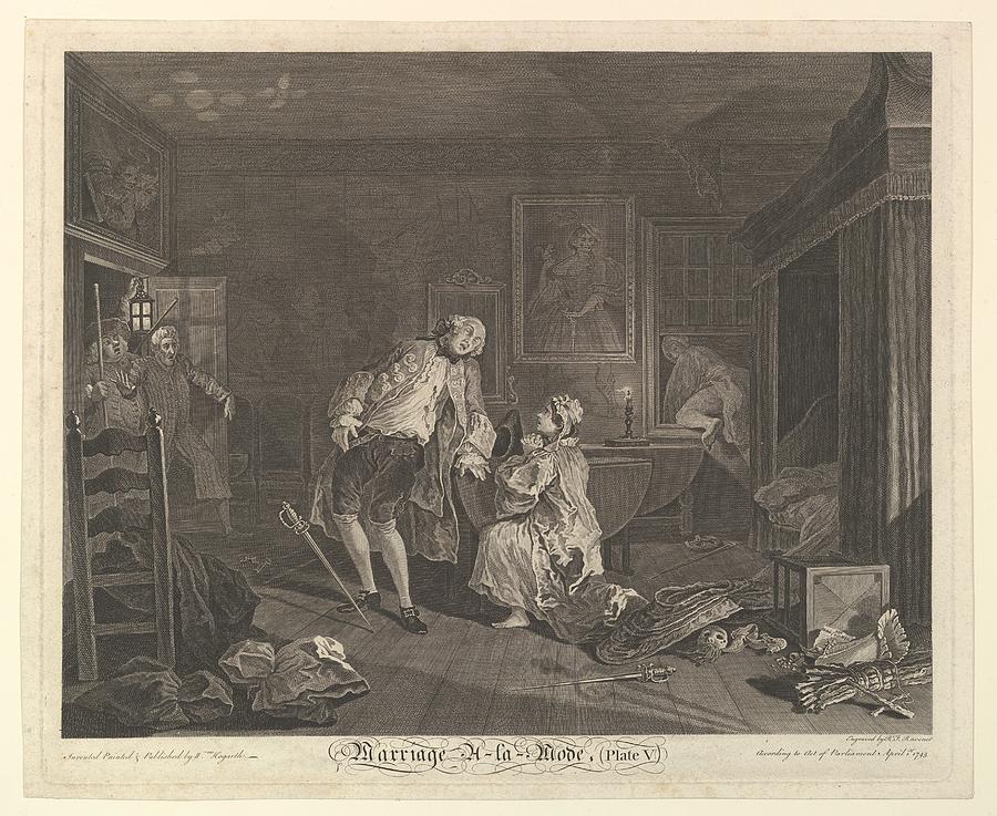 Marriage A-la-mode, Plate V Drawing by After William Hogarth - Fine Art ...