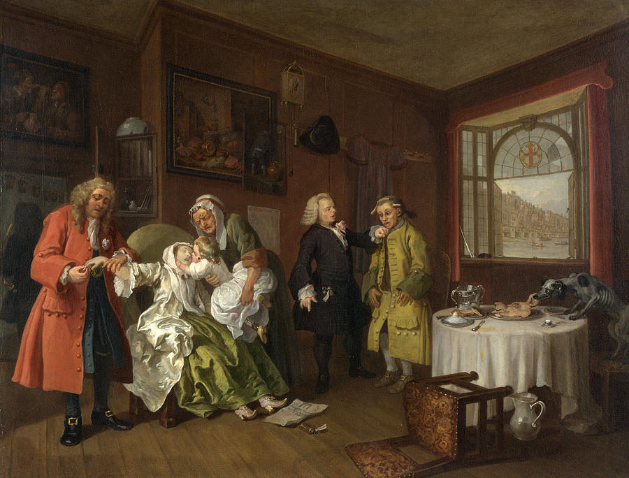 William Hogarth Painting - Marriage A-la-Mode The Ladys Death by William Hogarth