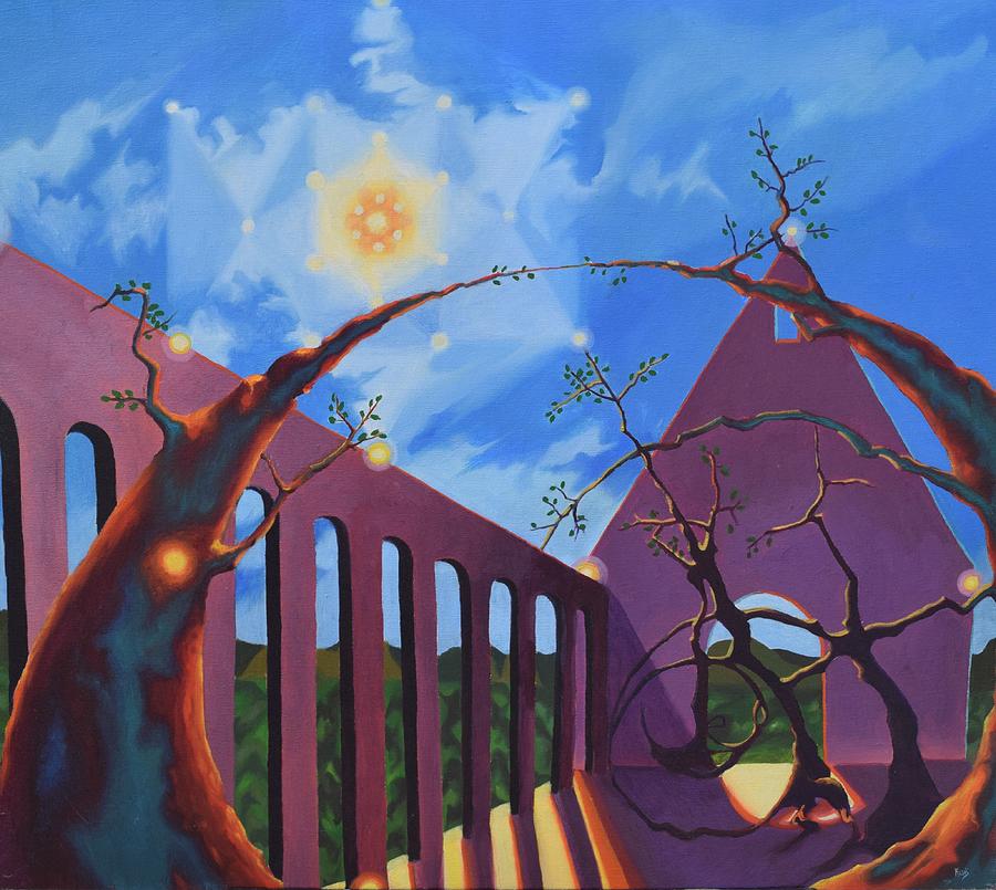 Marriage of Earth and Sky Day Painting by Karen Williams-Brusubardis