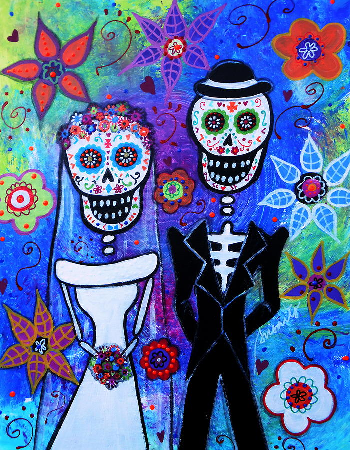 Married Couple Dia De Los Muertos Painting by Pristine Cartera Turkus
