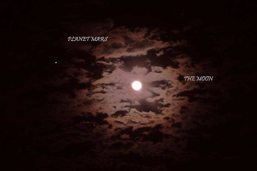 Mars And The Moon January 1 2014 Photograph by Jay Milo