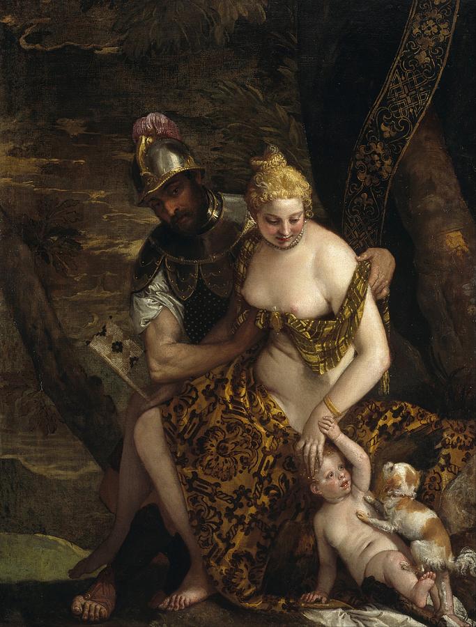 Mars Venus and Cupid Painting by Paolo Veronese