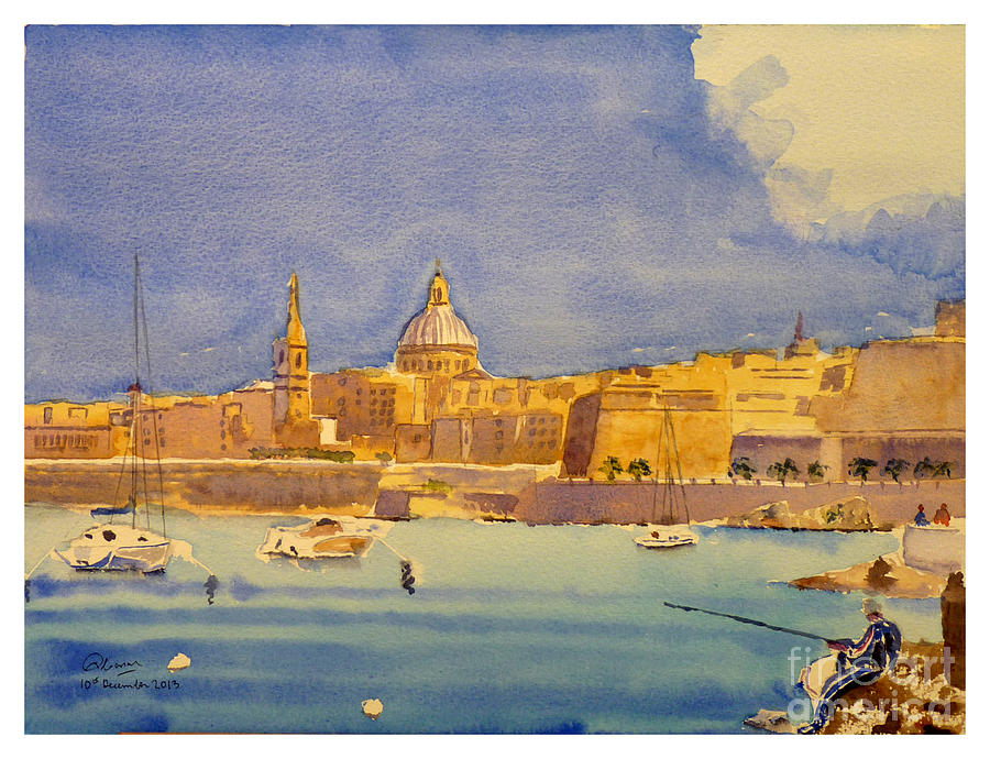 Marsamxett Harbour Painting by Godwin Cassar