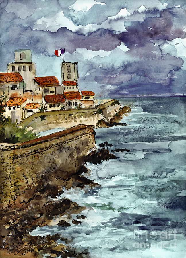 Marseille France Harbor Watercolor Painting by Ginette Callaway
