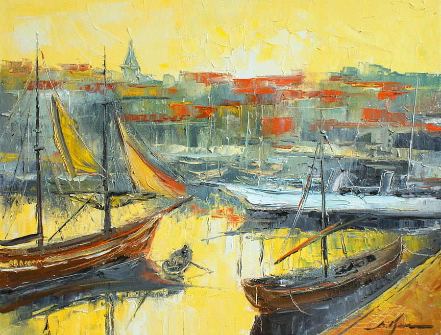 Marseille harbour Painting by Luke Karcz