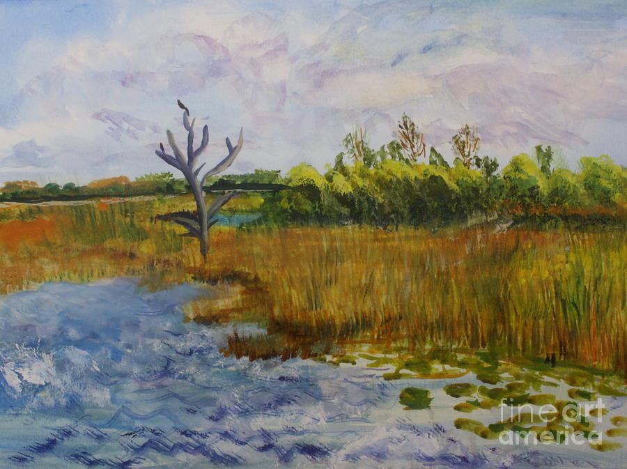 Landscape Painting - Marsh at Green Cay by Donna Walsh