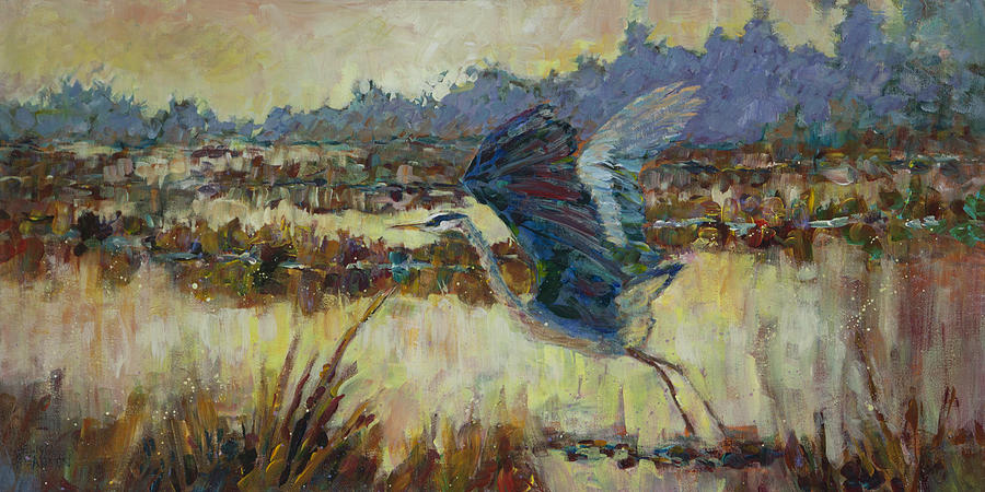 Heron Painting - Marsh Secrets by Melissa Gannon Heron Painting - Marsh Secrets by Melissa Gannon