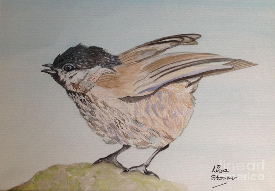 Feather Painting - Marsh Tit bird painting by Lisa Straker