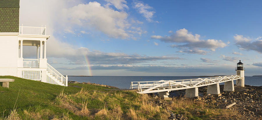 Marshall Point Lighthouse And Rainbow Panorama in Maine Photograph by Keith Webber Jr
