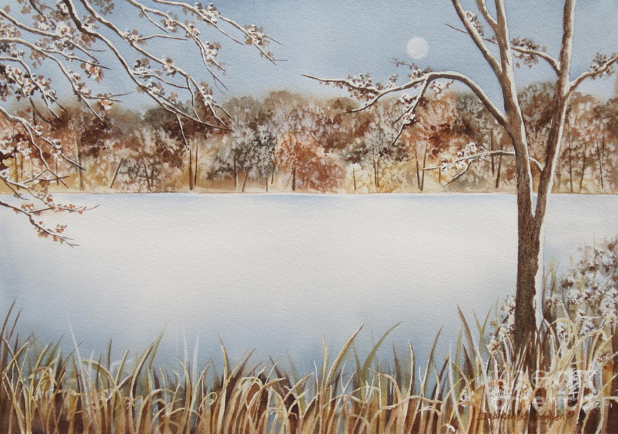 Marshalls Pond In Winter Painting by Deborah Ronglien