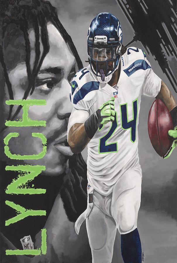 Seahawks Painting - Marshawn Lynch by Dustin Handy Seahawks Painting - Marshawn Lynch by Dustin Handy