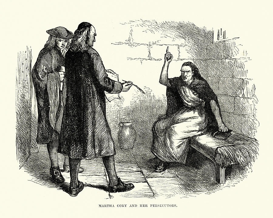 Martha Corey and her persecutors, Salem witch trials Drawing by Duncan1890