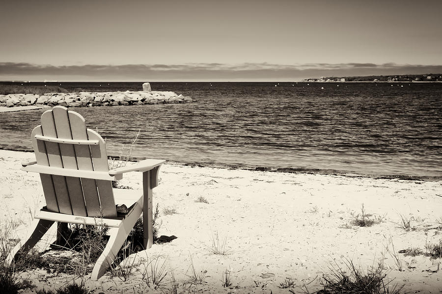 Marthas Vineyard Beach - Black and White Photograph by Alexander Voss