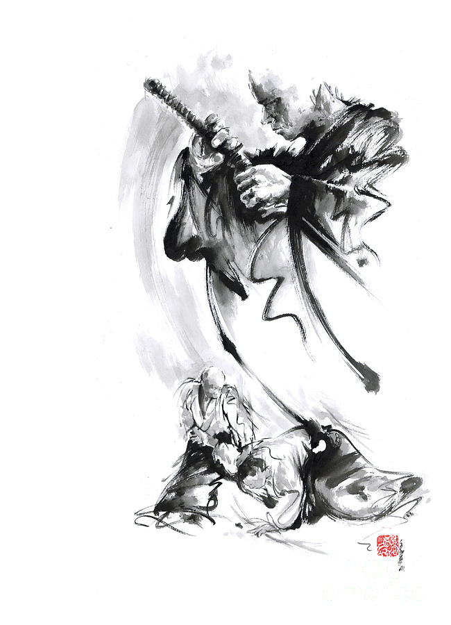 Martial Arts Painting - Martial Arts Japan warrior aikido poster. by Mariusz Szmerdt