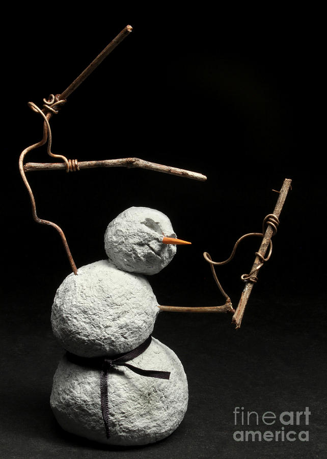 Martial Arts Warrior Snowman Christmas Card Mixed Media by Adam Long