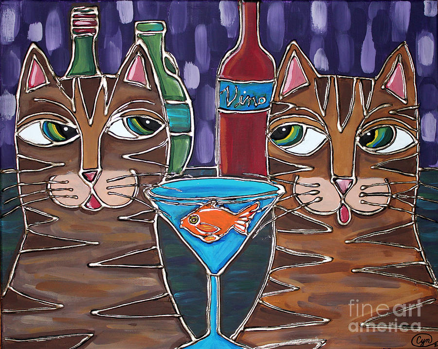 Martini at Cat Bar Painting by Cynthia Snyder