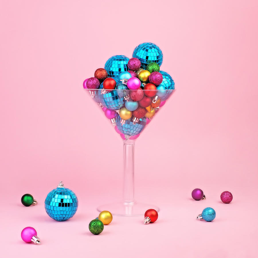 Martini Glass Filled With Ornaments Photograph by Juj Winn