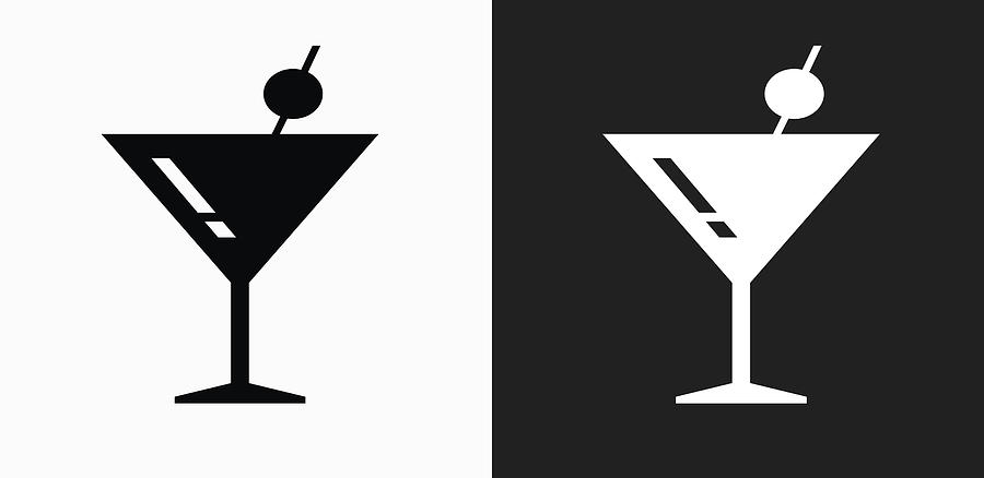 Martini Glass Icon on Black and White Vector Backgrounds Drawing by Bubaone