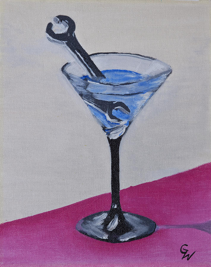 Martini Glass With Wrench Painting by Greg Wells