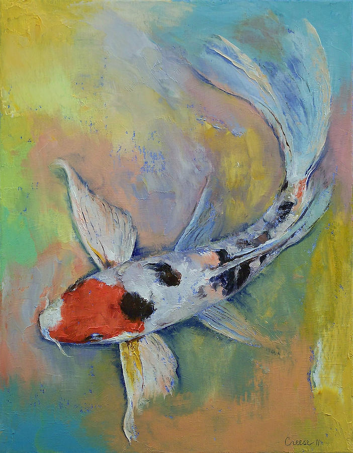 Maruten Butterfly Koi Painting by Michael Creese