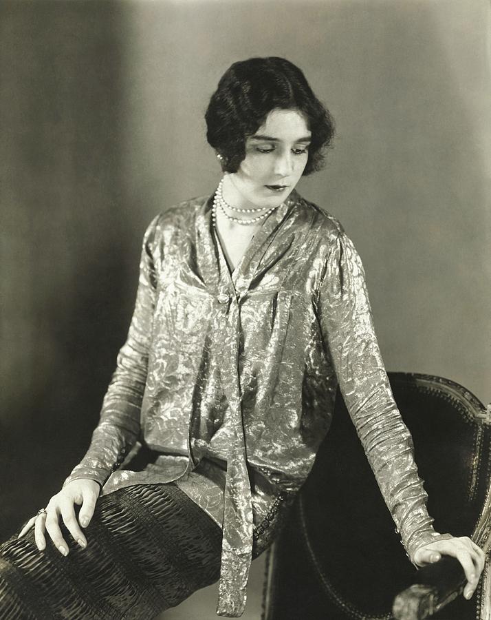 Mary Ames Cushing Wearing A Jacquard Blouse Photograph by Charles Sheeler