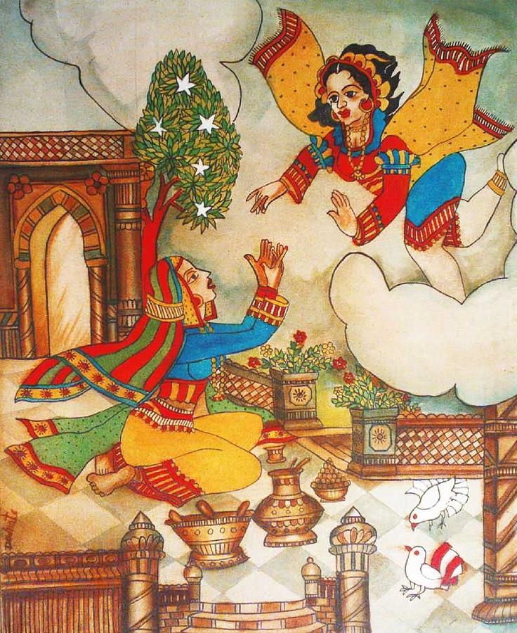 Horse Painting - Mary-and-Angel by Bhanu Dudhat