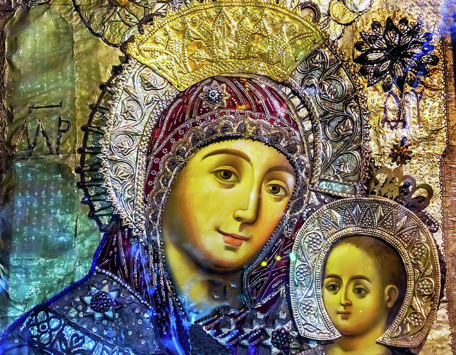 Architecture Photograph - Mary And Jesus Icon, Greek Orthodox by William Perry Architecture Photograph - Mary And Jesus Icon, Greek Orthodox by William Perry