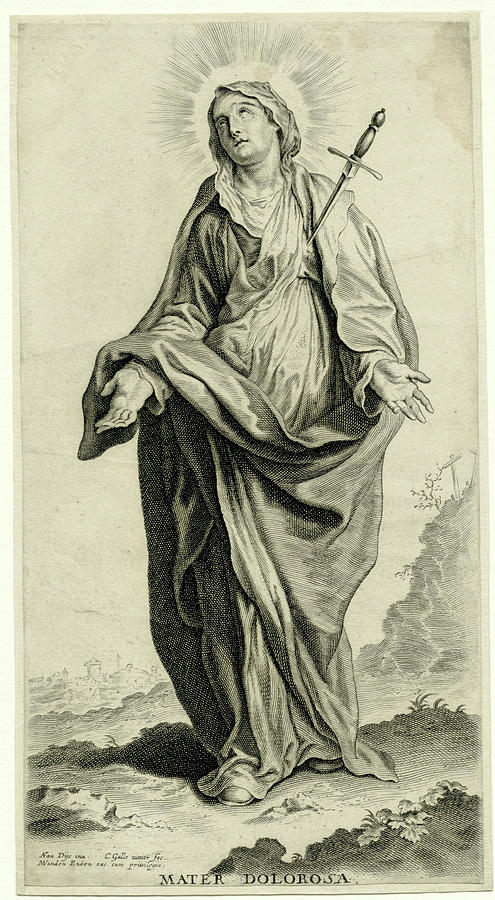 Mary As Mater Dolorosa, Cornelis Galle II Drawing by Cornelis Galle (ii ...