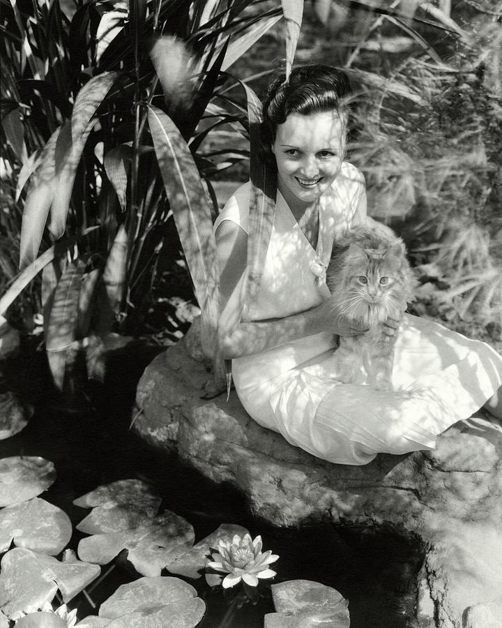 Mary Astor Holding A Cat Photograph by Edward Steichen