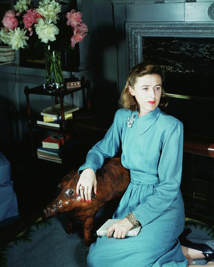 Mary Cushing Wearing A Blue Dress Photograph by Horst P. Horst Mary Cushing Wearing A Blue Dress Photograph by Horst P. Horst