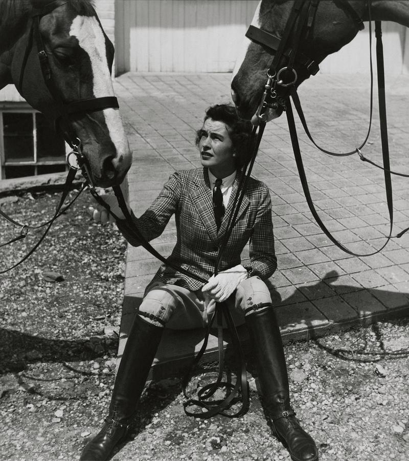 Mary Goetchius With Horses Photograph by Toni Frissell