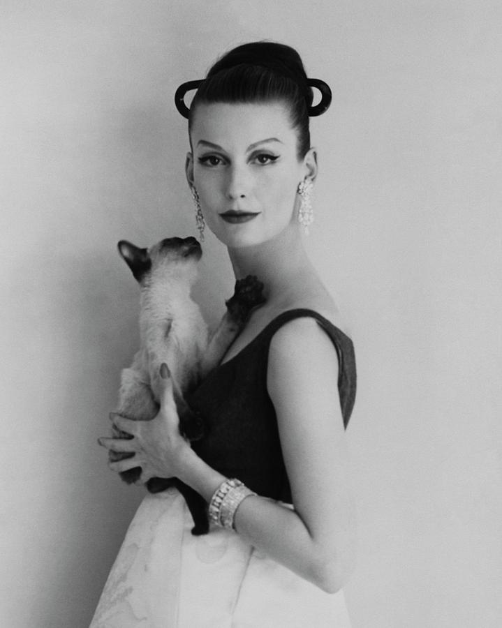 Mary Jane Russell Holding A Cat Photograph By Karen Radkai - Pixels