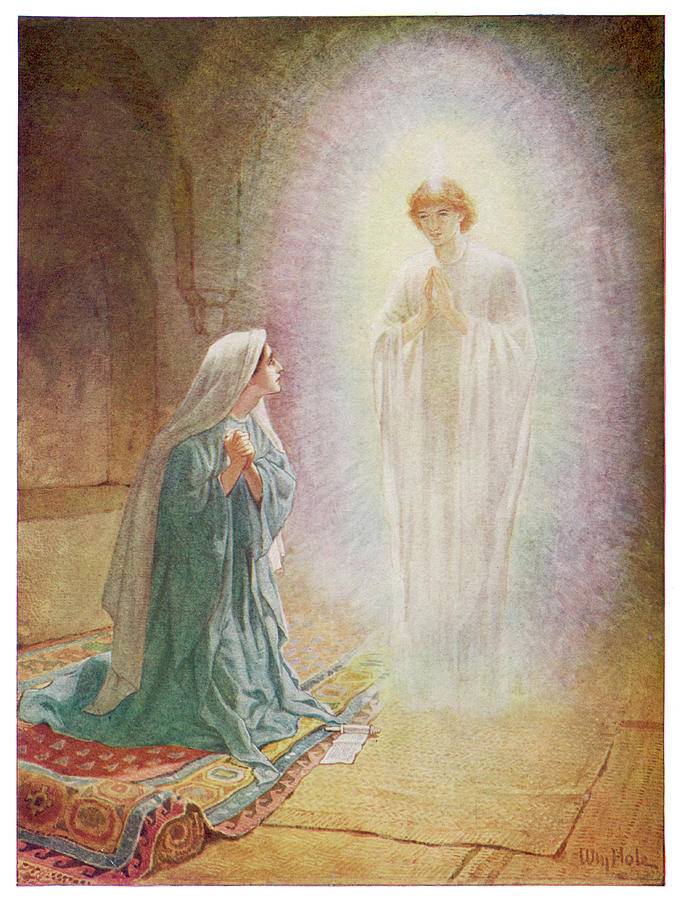 Mary Learns From The Angel Gabriel Drawing by Mary Evans Picture Library
