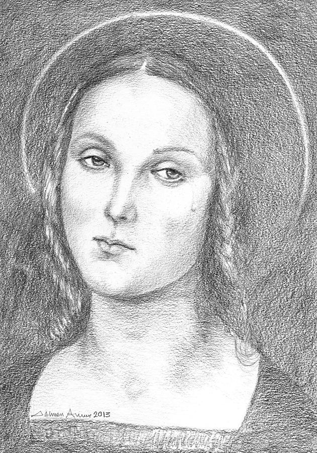 Portrait Drawing - Mary Magdalene by Salman Ameer