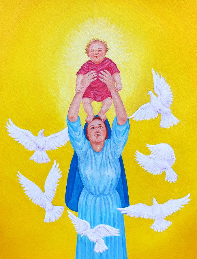 Mary Offers Her Child Jesus to His Father Painting by Michele Myers