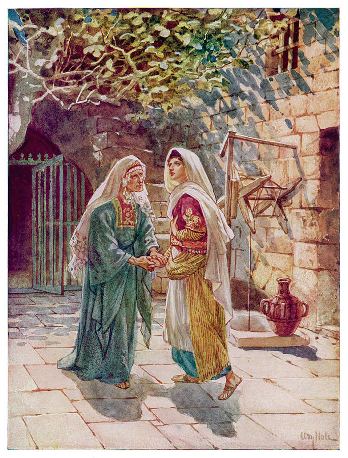Mary Drawing - Mary Salutes Elizabeth In  Judah by Mary Evans Picture Library