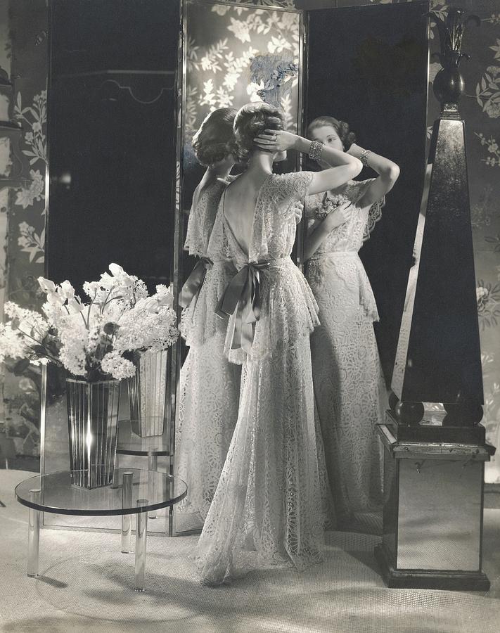 Mary Taylor Wearing A Saks Fifth Avenue Dress Photograph by Edward Steichen