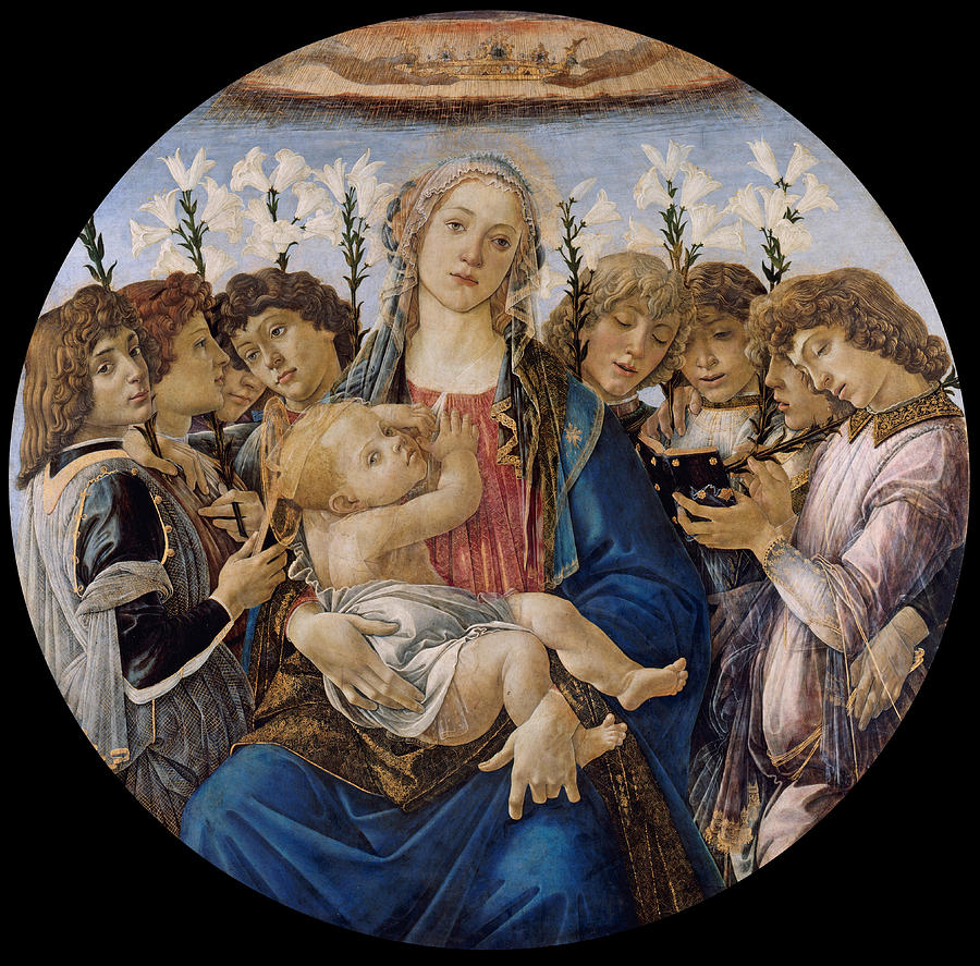 Mary with the Child and Singing Angels Painting by Sandro Botticelli