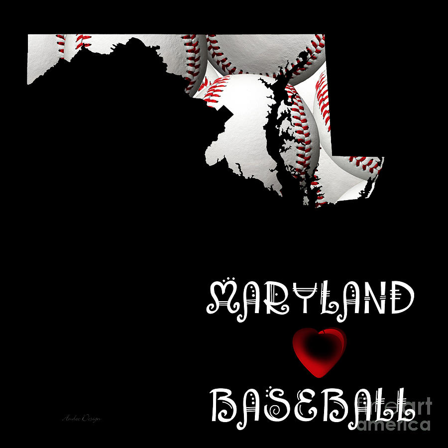 Maryland Loves Baseball Digital Art by Andee Design