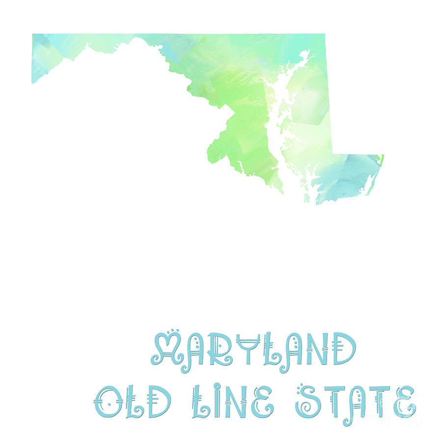 Maryland - Old Line State - Map - State Phrase - Geology Digital Art by Andee Design