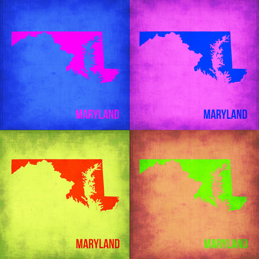 Maryland Map Painting - Maryland Pop Art Map 1 by Naxart Studio