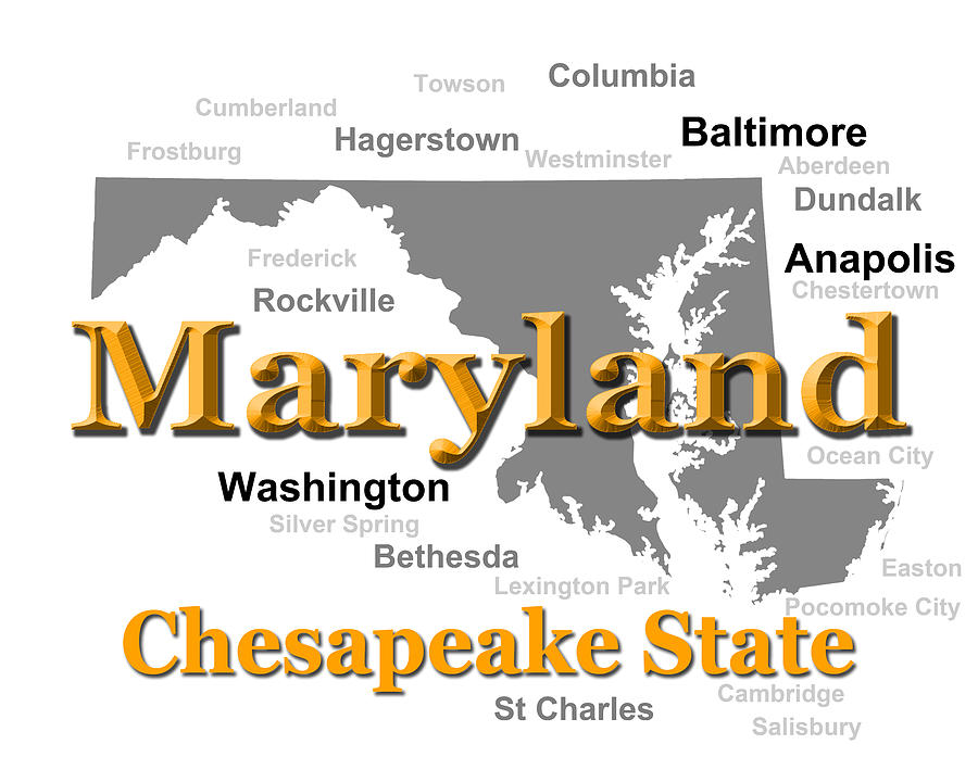 Maryland State Pride Map Silhouette  Photograph by Keith Webber Jr
