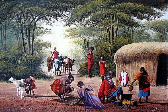 Masaai Family Painting by Kazi Afrique - Fine Art America