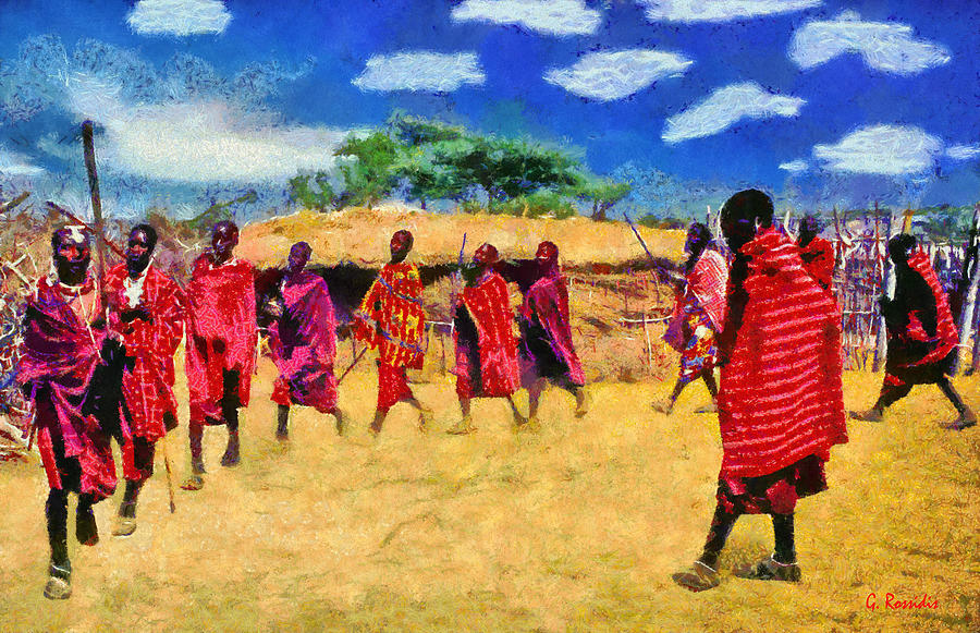 Masai dance Painting by George Rossidis