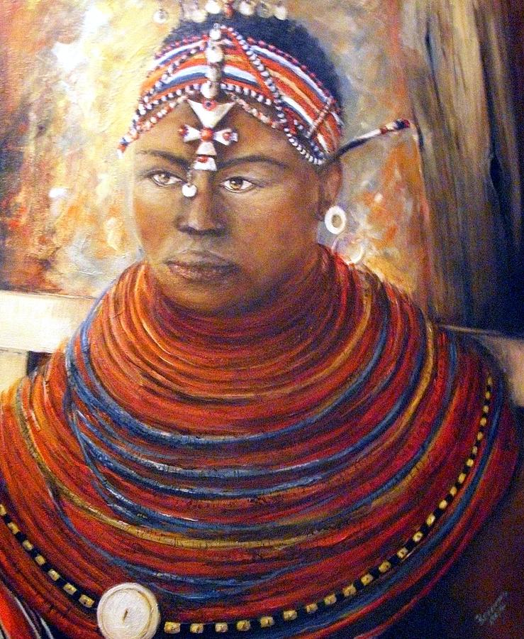 Masai Girl Painting by Bernadette Krupa