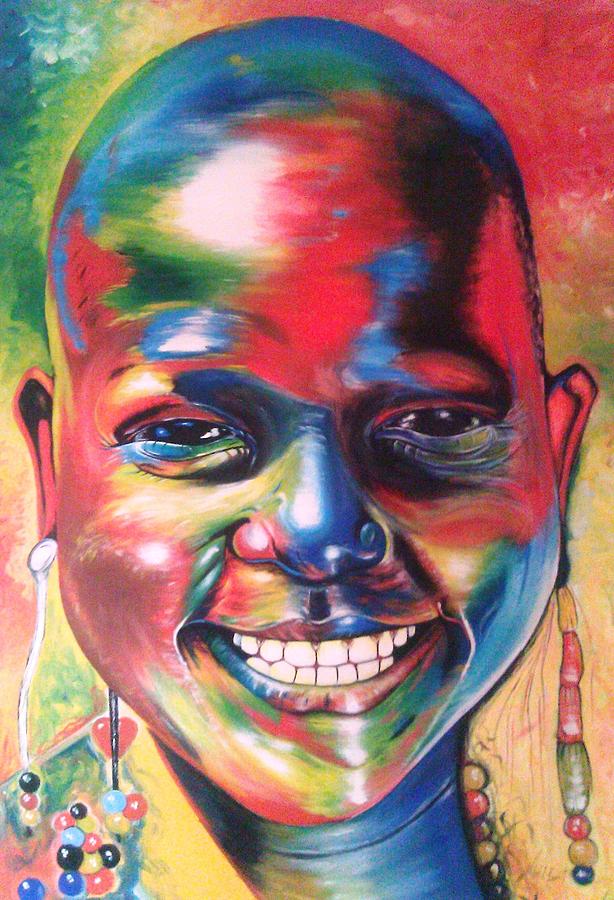 Masai Girl Painting by Labeja  Gilbert