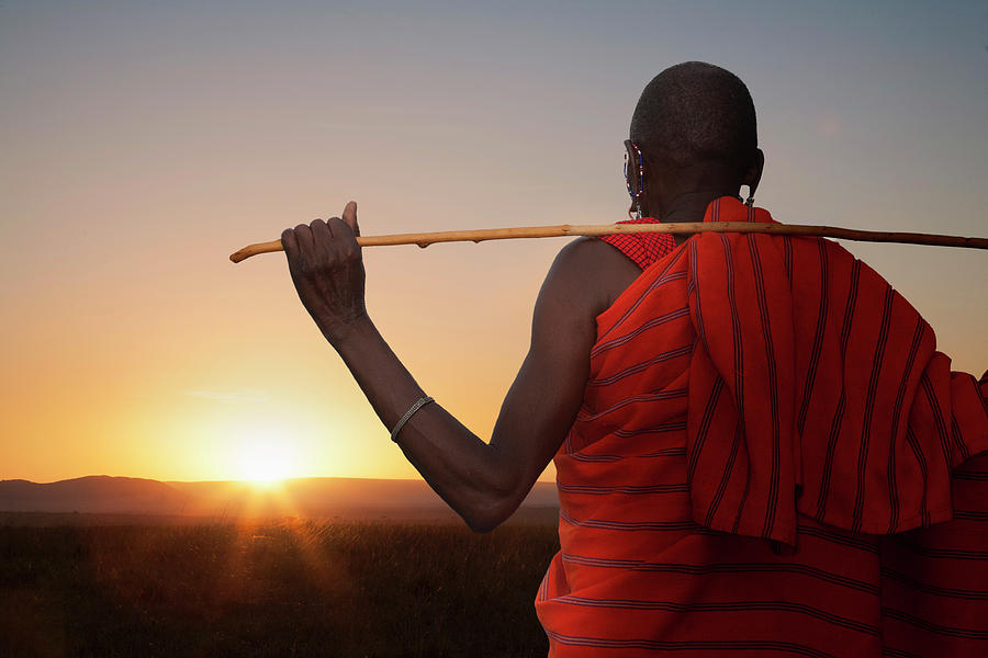 Masai Man Watching Sunset Photograph by Buena Vista Images
